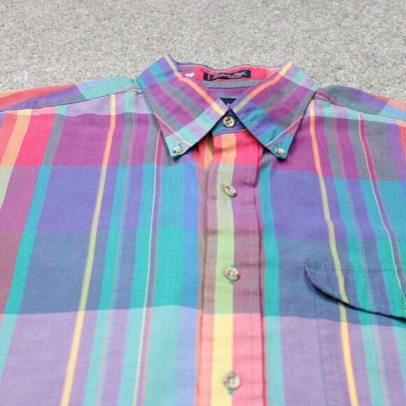 GANT Foxhunt Plaid Shirt Mens Large Pink/Blue/Yellow Cotton/Poly Short Sleeve - Picture 5 of 13